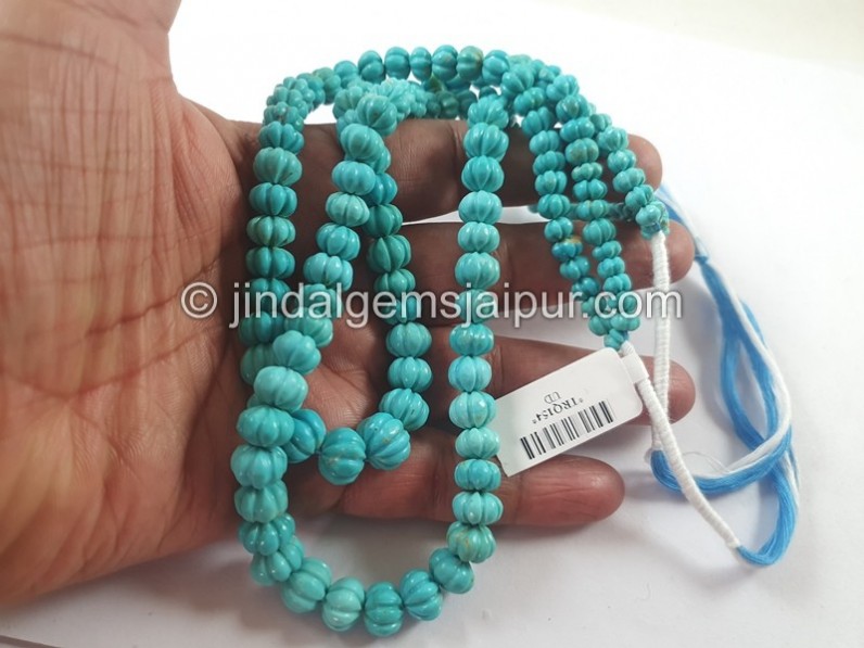 Turquoise Carved Pumpkin Shape Beads