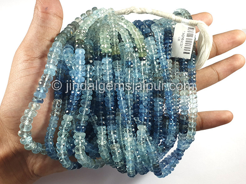 Santa Maria Aquamarine Shaded Faceted Roundelle Shape Beads