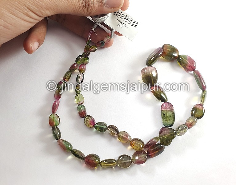 Bi Color Tourmaline Smooth Nuggets Shape Beads