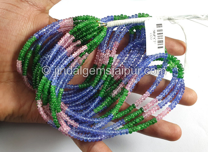 Tanzanite Spinel Tsavorite Smooth Roundelle Shape Beads