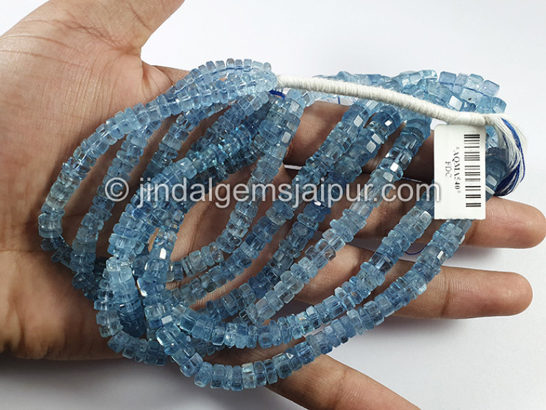 Santa Maria Aquamarine Cut Bolt Shape Beads