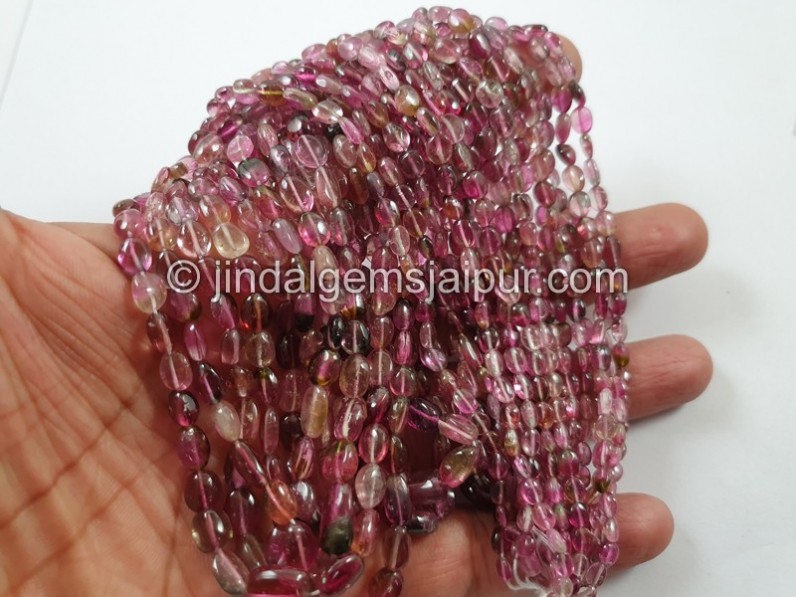 Bi Color Tourmaline Smooth Oval Nugget Beads