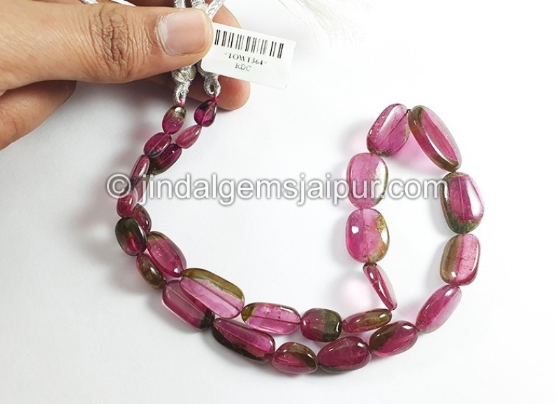 Bi Color Tourmaline Smooth Nuggets Shape Beads