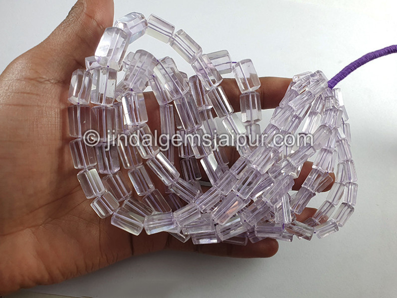 Pink Amethyst Step Cut Pipe Shape Beads