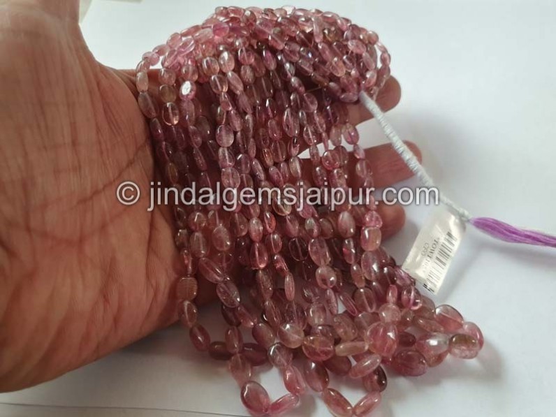 Pink Bi Color Tourmaline Smooth Oval Beads