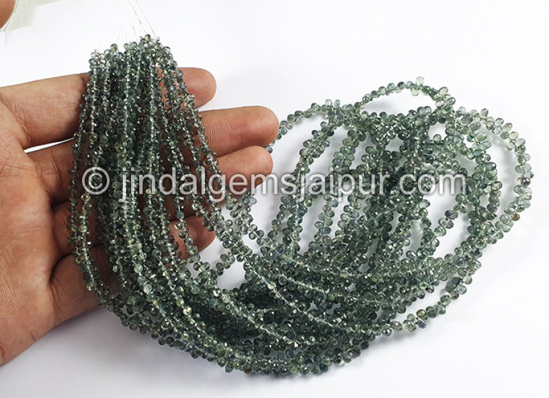 Green Sapphire Faceted Drops Beads