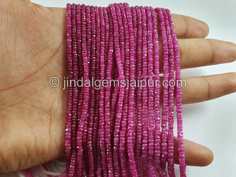 Pink Sapphire Faceted Roundelle Shape Beads