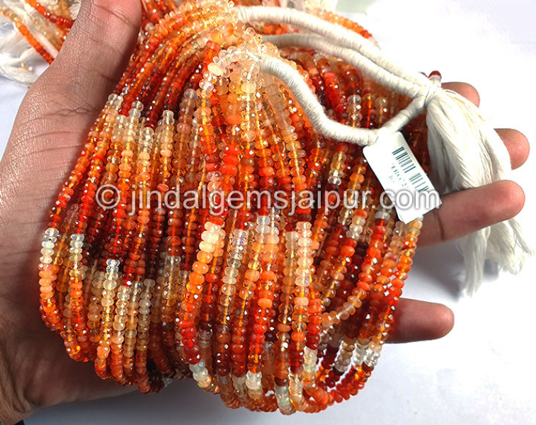 Fire Opal Faceted Roundelle Shape Small Beads