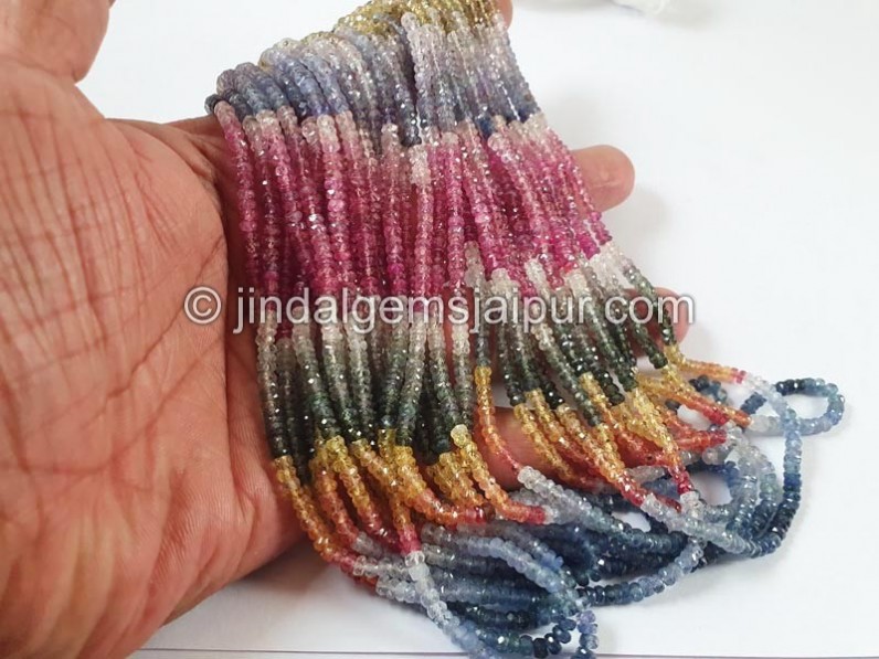 Multi Sapphire Faceted Roundelle Beads