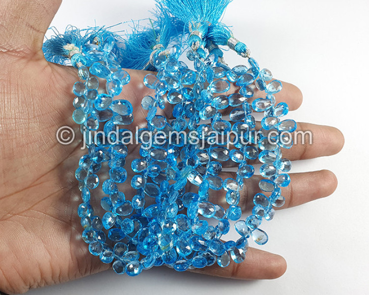 Swiss Blue Topaz Faceted Pear Beads
