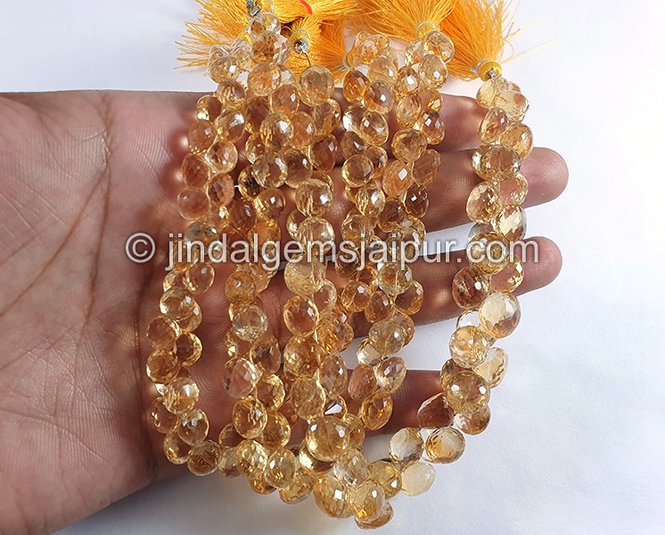 Deep Citrine Faceted Onion Shape Beads