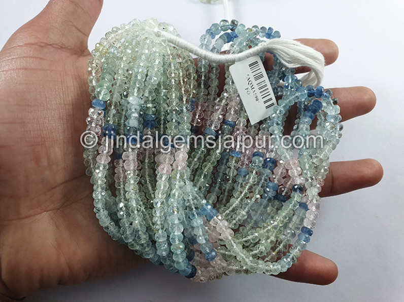 Multi Aquamarine Faceted Roundelle Shape Beads
