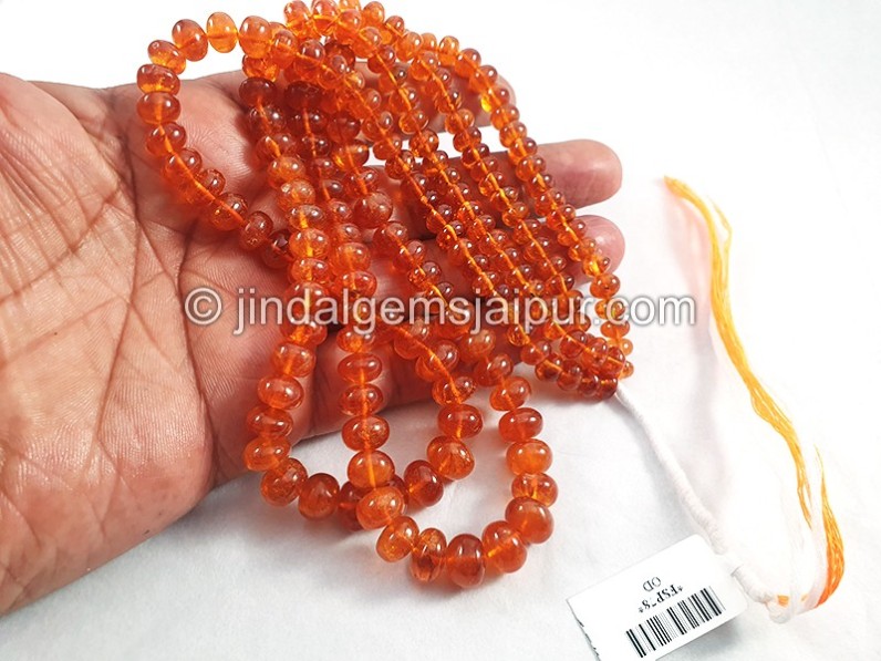 Mandarin Garnet Smooth Roundelle Shape Beads