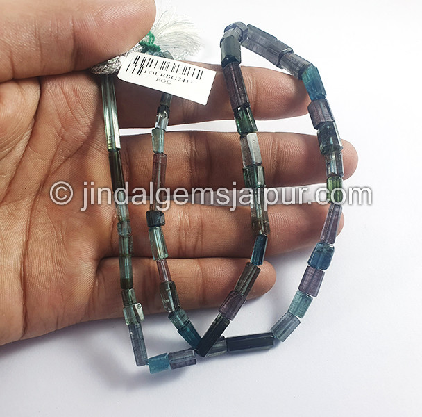 Blue Tourmaline Shaded Pipe Shape Beads