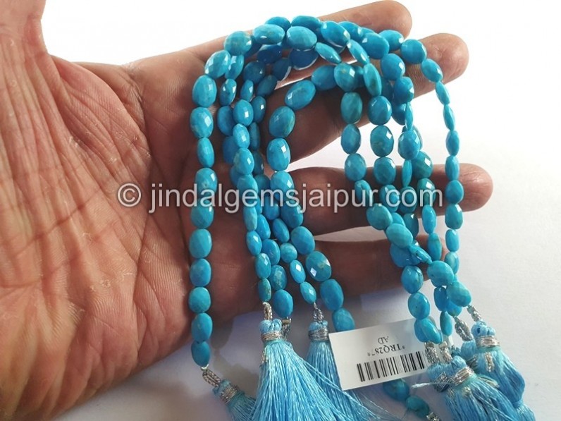 Turquoise Arizona Faceted Oval Shape Beads