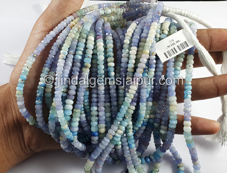 Hackmanite Faceted Roundelle Shape Beads