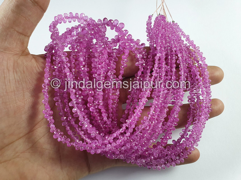 Pink Sapphire Faceted Drops Shape Beads