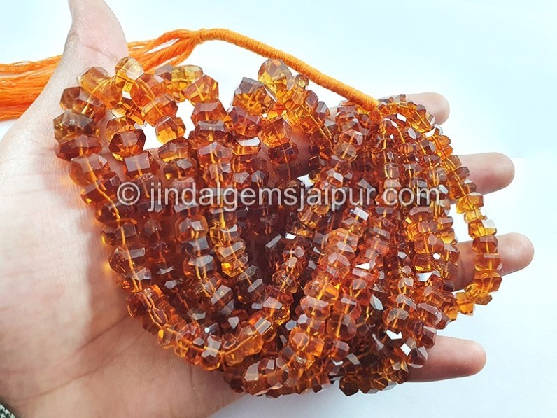 Madeira Citrine Faceted Irregular Roundelle Shape Beads