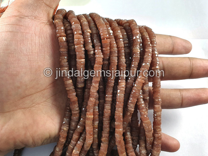 Chocolate Moonstone Faceted Tyre Shape Beads