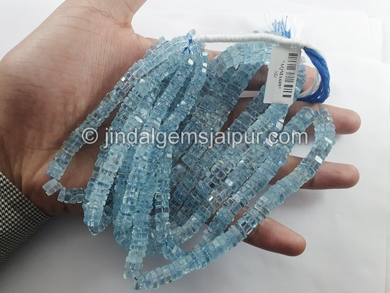 Aquamarine Step Cut Bolt Shape Beads