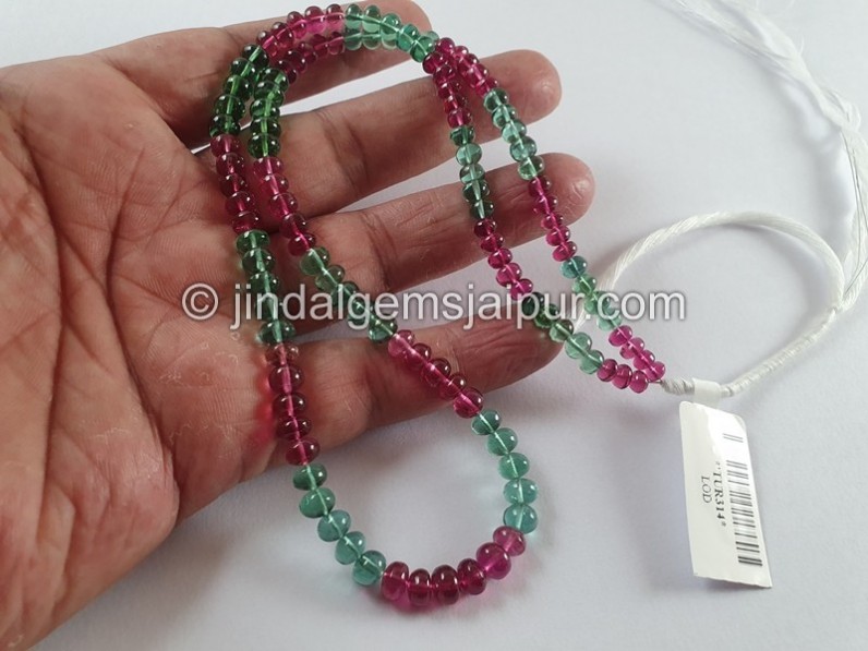 Blue & Rubellite Tourmaline Smooth Roundelle Beads