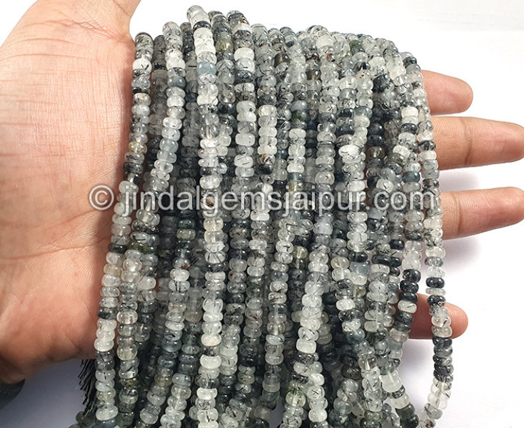 Black Rutile Smooth Roundelle Shape Beads