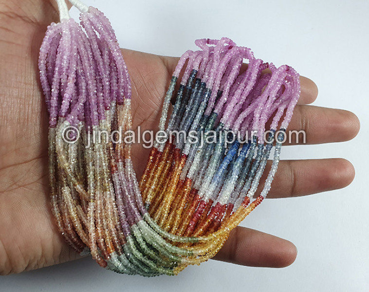 Multi Sapphire Faceted Roundelle Shape Beads