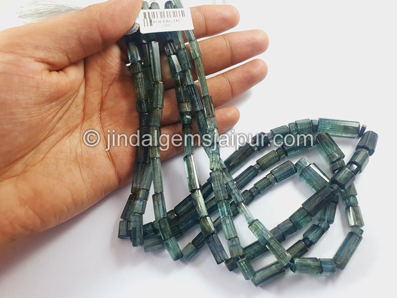 Indigo Blue Tourmaline Shaded Pipe Shape Beads
