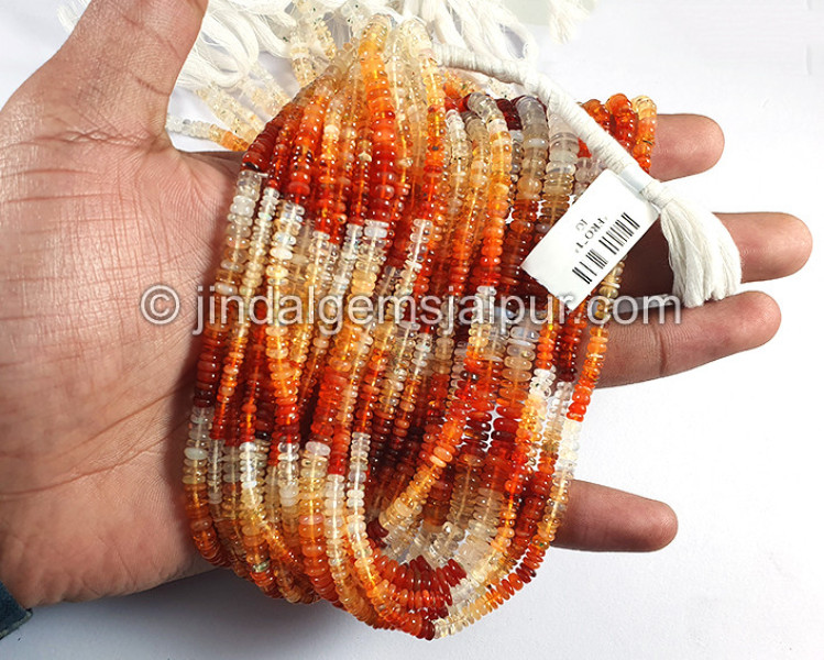 Fire Opal Smooth Tyre Shape Beads