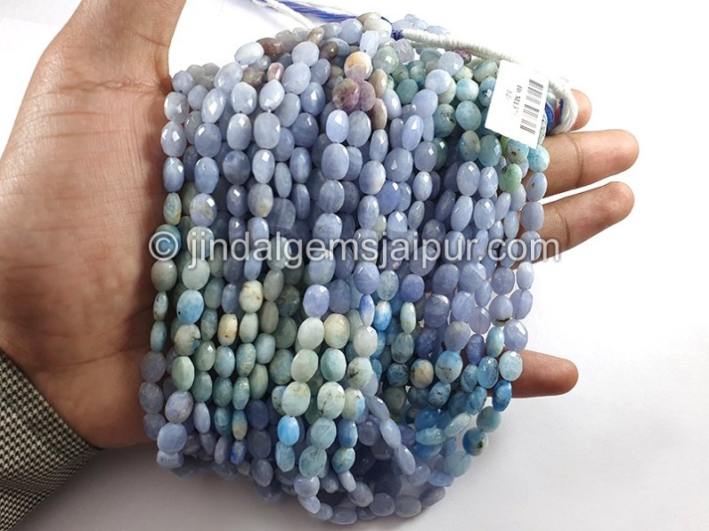 Hackmanite Shaded Faceted Oval Shape Big Beads