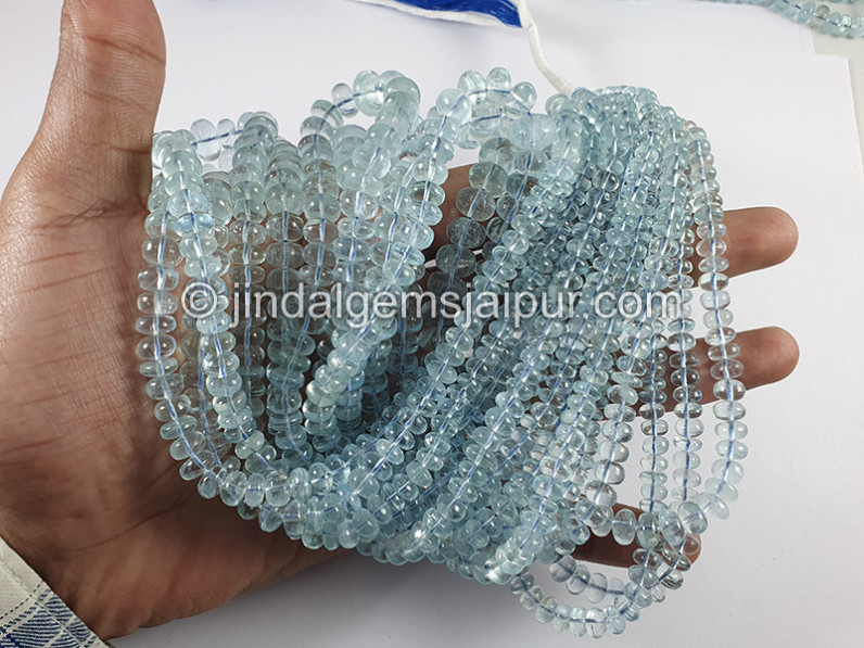 Aquamarine Smooth Roundelle Shape Beads