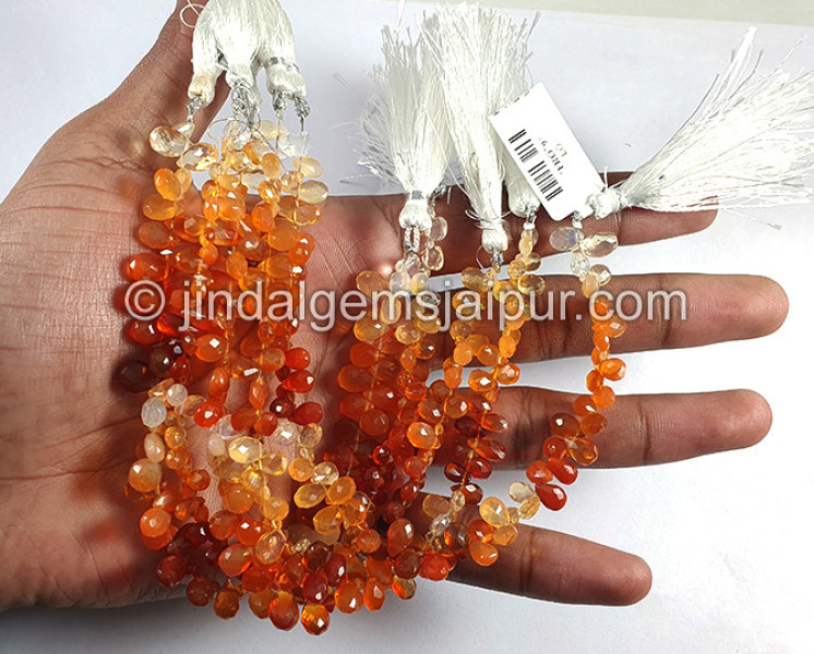 Fire Opal Faceted Pear Shape Small Beads
