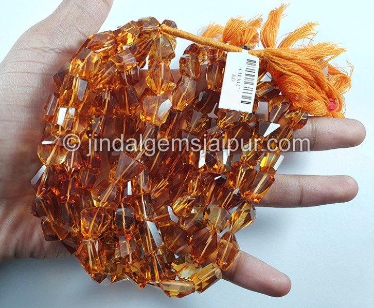 Madeira Citrine Step Cut Nuggets Shape Beads