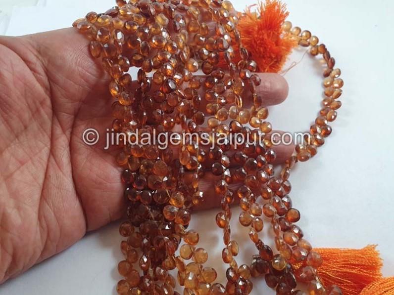 Spessartite Shaded Faceted Heart Beads -- SPRT22