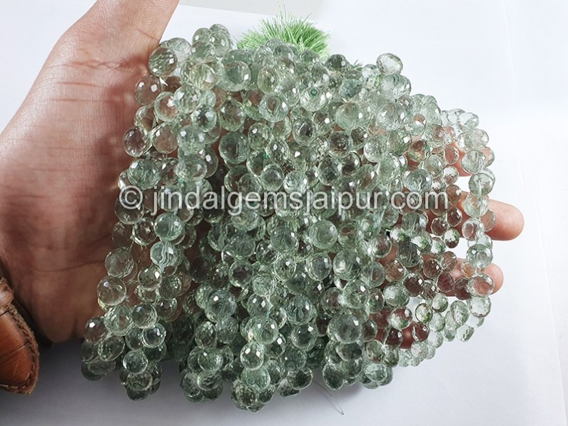 Green Amethyst Faceted Onion Shape Beads