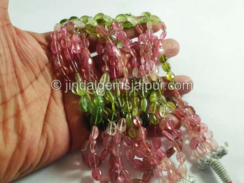 Multi Pink & Green Tourmaline Smooth Nuggets Shape Beads