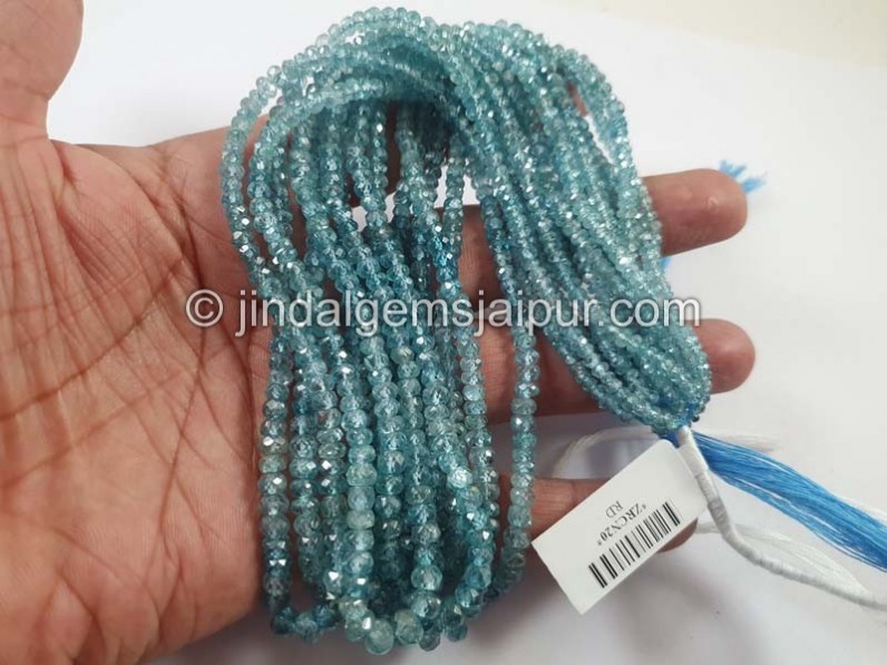 Natural Blue Zircon Shaded Faceted Roundelle Beads