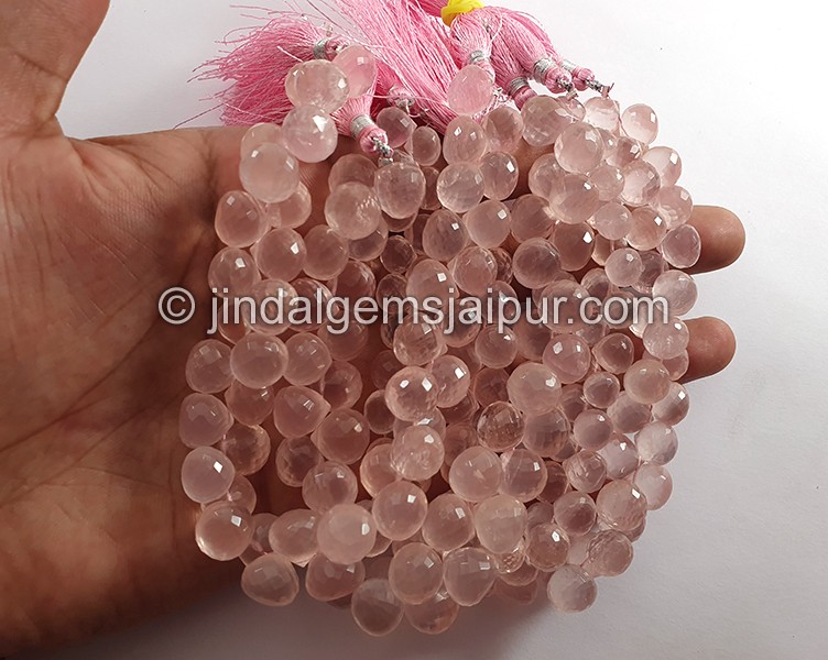 Rose Quartz Faceted Onion Shape Beads