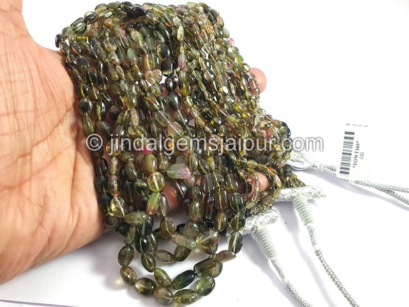 Bi Color Tourmaline Smooth Nuggets Shape Beads