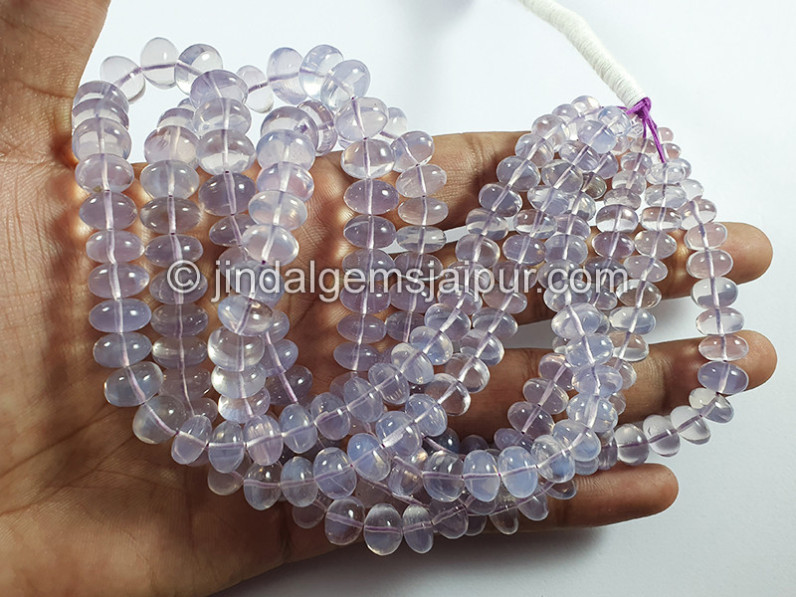 Scorolite Or Lavender Quartz Smooth Roundelle Shape Beads