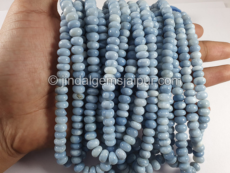 Blue Opal Smooth Roundelle Shape Beads