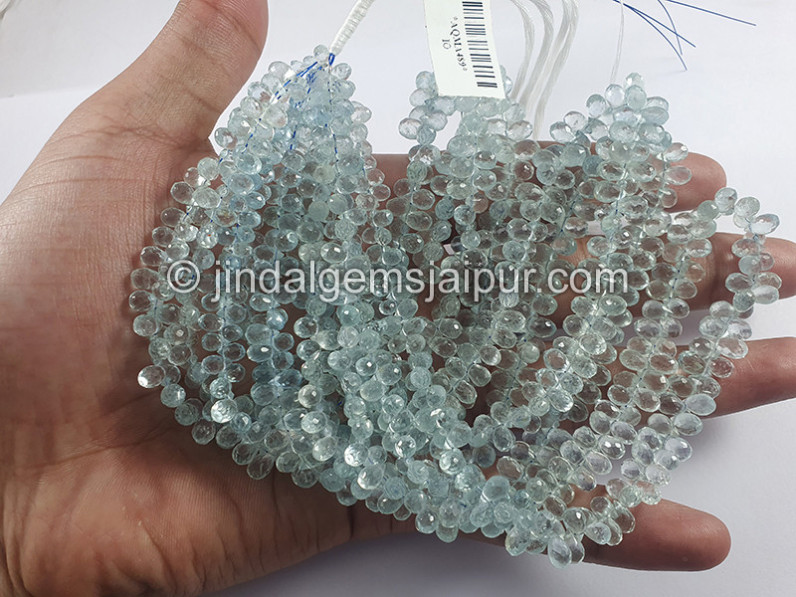 Aquamarine Faceted Drops Shape Beads