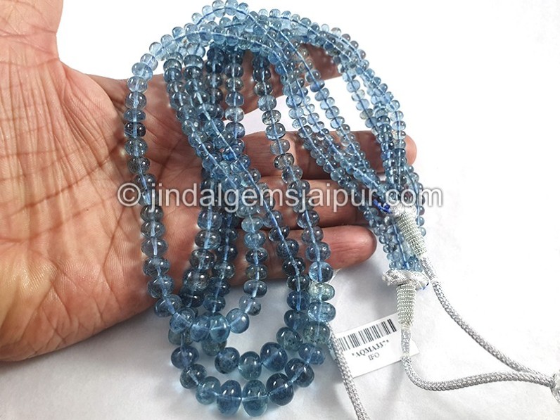 Santa Maria Aquamarine Smooth Roundelle Shape Beads