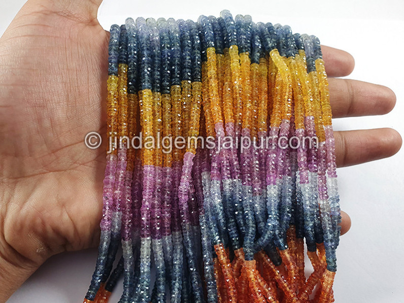 Multi Sapphire Faceted Tyre Shape Beads
