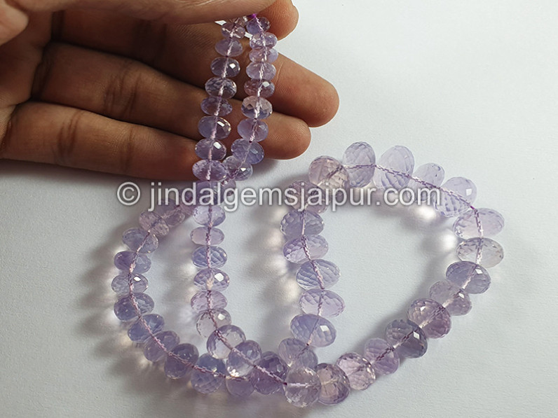 Scorolite Or Lavender Quartz Faceted Roundelle Shape Beads