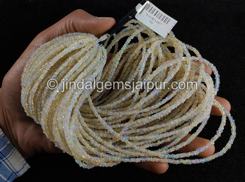 White Ethiopian Opal Smooth Roundelle Shape Beads