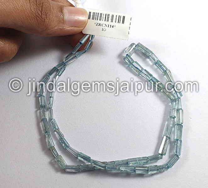 Blue Zircon Faceted Pipe Shape Beads