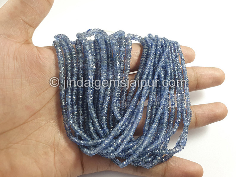 Blue Sapphire Faceted Roundelle Shape Beads