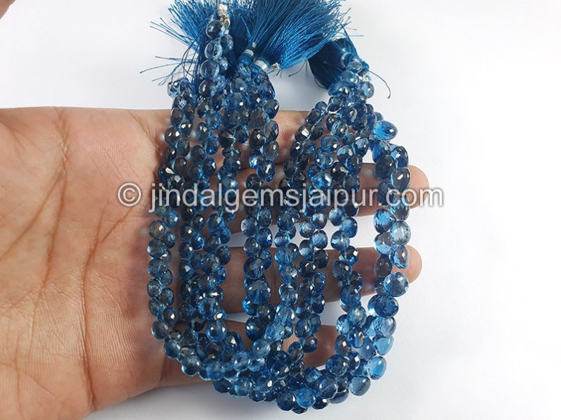 London Blue Topaz Faceted Onion Shape Small Beads