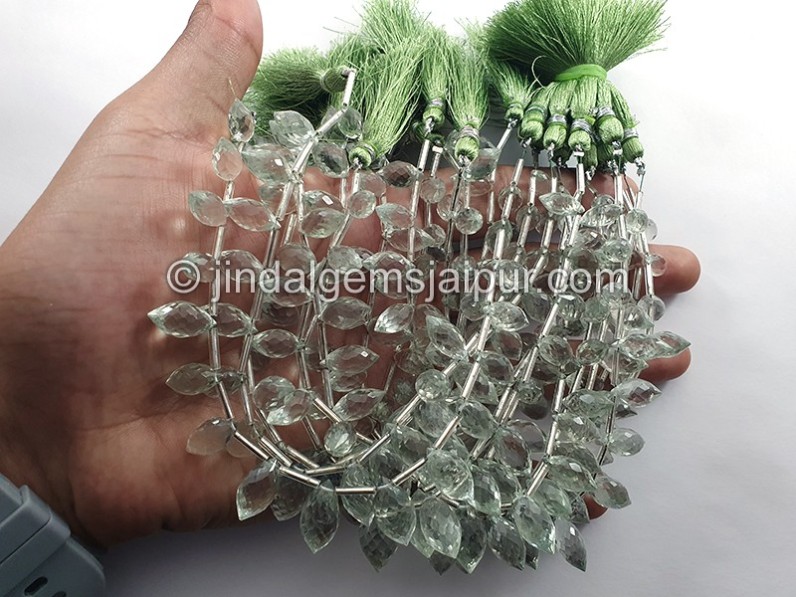 Green Amethyst Faceted Dew Drops Shape Beads